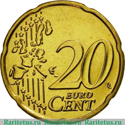 Реверс монеты 20 центов (cents) 2003 года   Бельгия