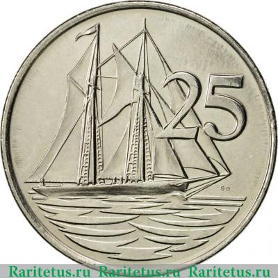Реверс монеты 25 центов (cents) 1996 года   Каймановы острова