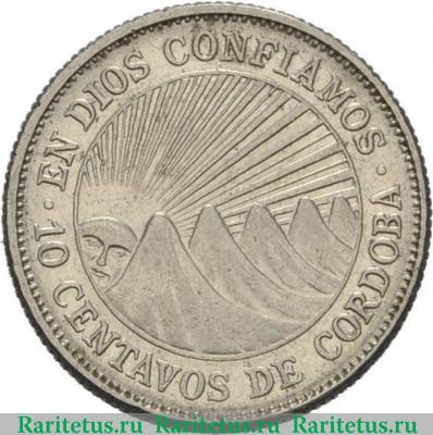 Реверс монеты 25 сентаво (centavos) 1972 года   Никарагуа