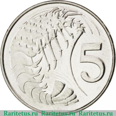 Реверс монеты 5 центов (cents) 2002 года   Каймановы острова