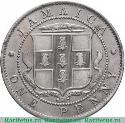 Реверс монеты 1 пенни (penny) 1910 года   Ямайка