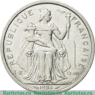 2 франка (francs) 1983 года   Французская Полинезия