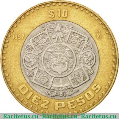 Реверс монеты 10 песо (pesos) 1997 года   Мексика