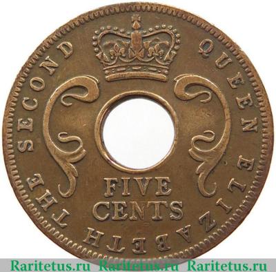 5 центов (cents) 1956 года H  Британская Восточная Африка