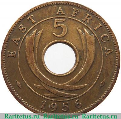 Реверс монеты 5 центов (cents) 1956 года H  Британская Восточная Африка