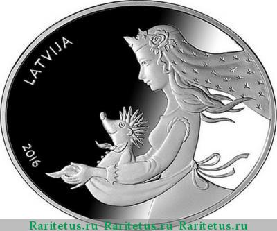 5 евро (euro) 2016 года  ежовая шубка Латвия proof