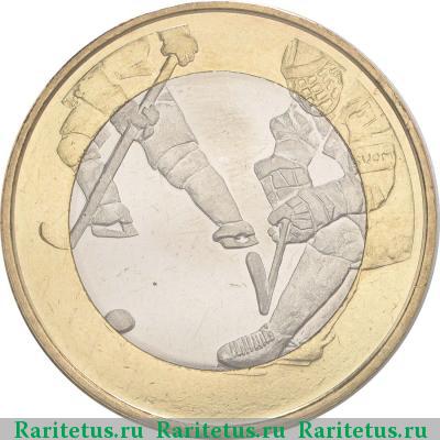 Реверс монеты 5 евро (euro) 2016 года  хоккей Финляндия
