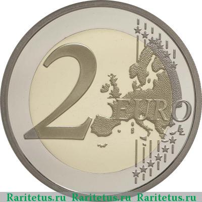 Реверс монеты 2 евро (euro) 2015 года  первый замок Монако proof