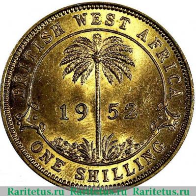 Реверс монеты 1 шиллинг (shilling) 1952 года KN  Британская Западная Африка