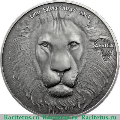 Реверс монеты 5 седи (cedis) 2013 года  лев Гана