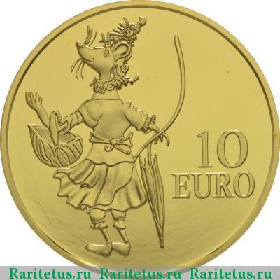 Реверс монеты 10 евро (euro) 2016 года  мышь Кетти Люксембург proof