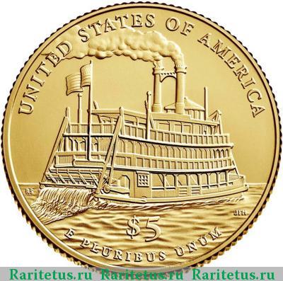 Реверс монеты 5 долларов (dollars) 2016 года W Марк Твен США