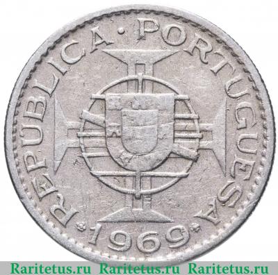 Реверс монеты 2,5 эскудо (escudos) 1969 года   Ангола