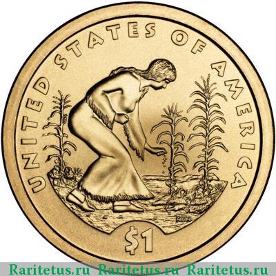 Реверс монеты 1 доллар (dollar) 2009 года P индианка США