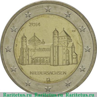 2 евро (euro) 2014 года J Нижняя Саксония Германия