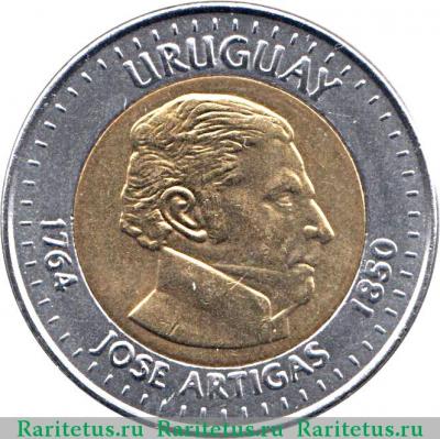 10 песо (pesos) 2000 года  без звезд Уругвай