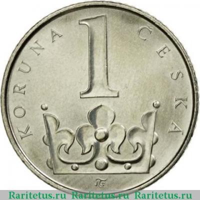 Реверс монеты 1 крона (crown) 2001 года   Чехия