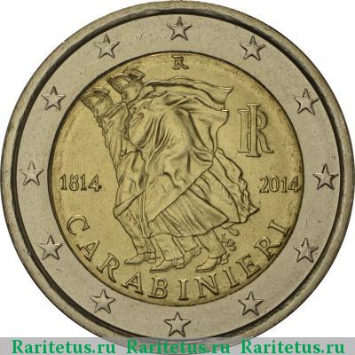 2 евро (euro) 2014 года  карабинеры Италия