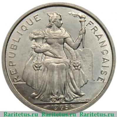 2 франка (francs) 1965 года   Французская Полинезия
