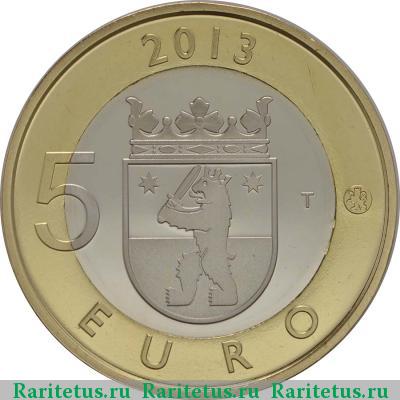 Реверс монеты 5 евро (euro) 2013 года  Сатакунта Финляндия