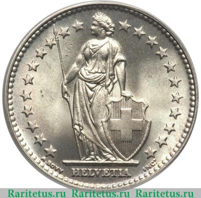 2 франка (francs) 1932 года   Швейцария