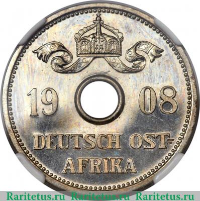 10 геллеров (heller) 1908 года   Германская Восточная Африка