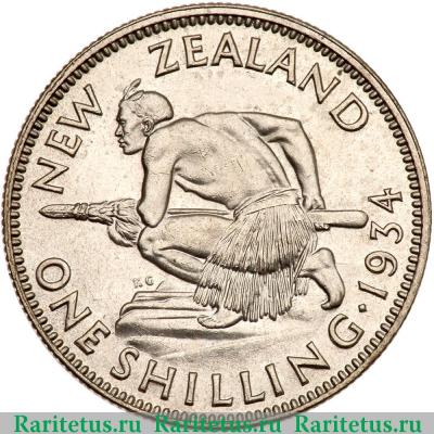 Реверс монеты 1 шиллинг (shilling) 1934 года   Новая Зеландия