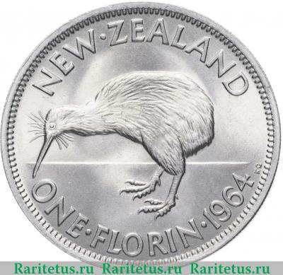 Реверс монеты 2 шиллинга (florin, shillings) 1964 года   Новая Зеландия