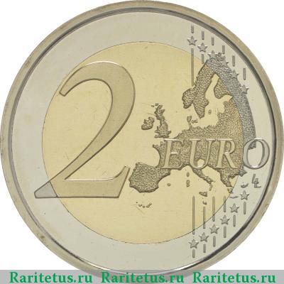 Реверс монеты 2 евро (euro) 2009 года  10 лет союзу, Испания