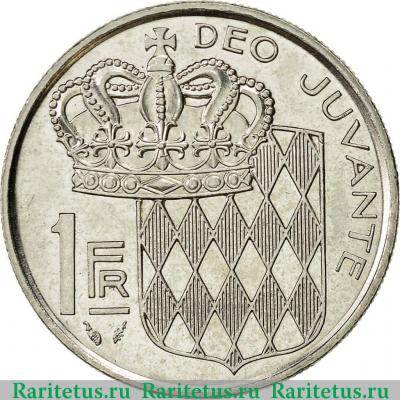 Реверс монеты 1 франк (franc) 1989 года   Монако