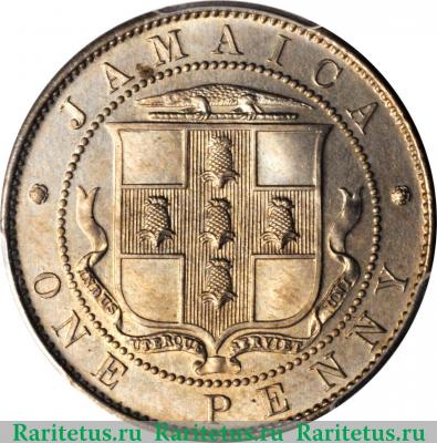 Реверс монеты 1 пенни (penny) 1928 года   Ямайка