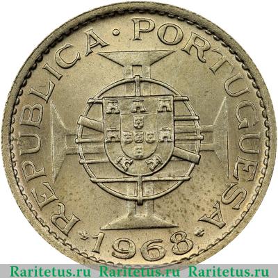 Реверс монеты 2,5 эскудо (escudos) 1968 года   Ангола