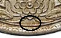 Деталь монеты 1/2 рупии (rupee) 1939 года  лилии пересекают Индия (Британская)