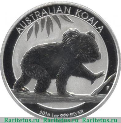 Реверс монеты 1 доллар (dollar) 2016 года  коала Австралия