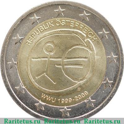 2 евро (euro) 2009 года  10 лет союзу, Австрия