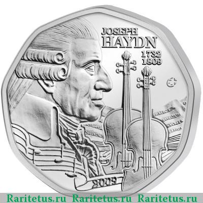 Реверс монеты 5 евро (euro) 2009 года  Йозеф Гайдн Австрия