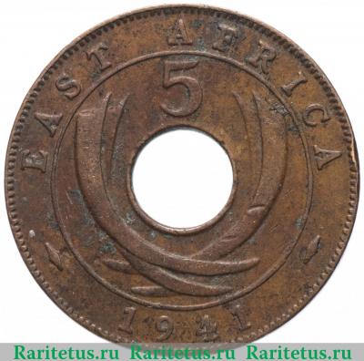 Реверс монеты 5 центов (cents) 1941 года I  Британская Восточная Африка