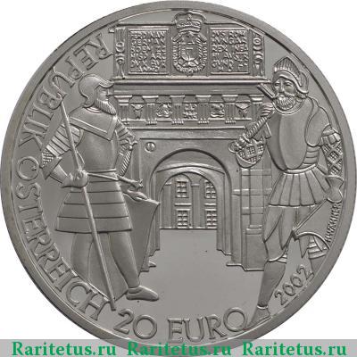 20 евро (euro) 2002 года  ренессанс Австрия proof