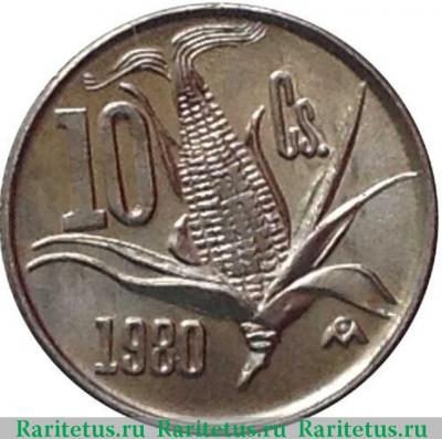 Реверс монеты 10 сентаво (centavos) 1980 года   Мексика