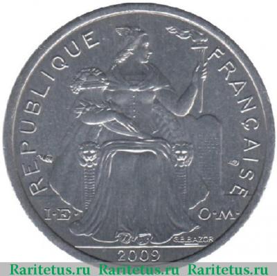 2 франка (francs) 2009 года   Французская Полинезия