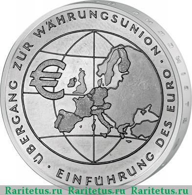 Реверс монеты 10 евро (euro) 2002 года F переход к евро Германия
