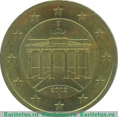 50 евро центов (евроцентов, euro cent) 2002 года D Германия