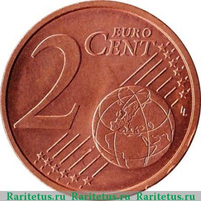 Реверс монеты 2 евро цента (евроцента, euro cent) 2004 года J Германия