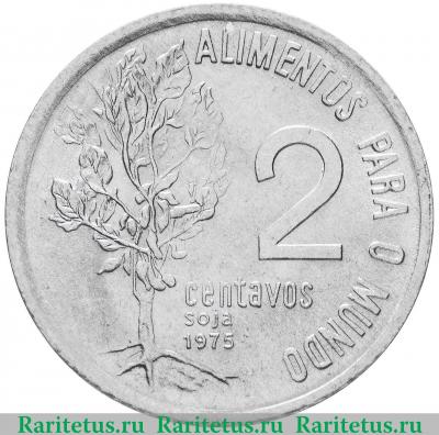 Реверс монеты 2 сентаво (centavos) 1975 года   Бразилия