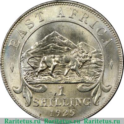 Реверс монеты 1 шиллинг (shilling) 1925 года   Британская Восточная Африка