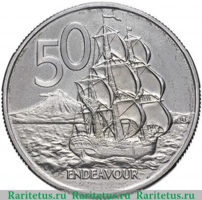 Реверс монеты 50 центов (cents) 1984 года   Новая Зеландия