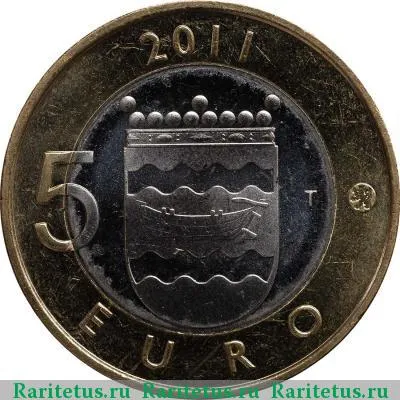 Реверс монеты 5 евро (euro) 2011 года  Уусимаа Финляндия