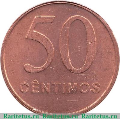 Реверс монеты 50 сентимо (centimos) 1999 года   Ангола
