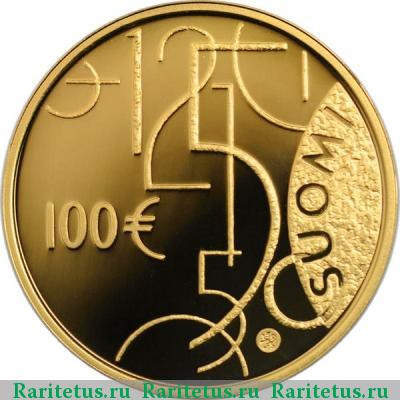 Реверс монеты 100 евро (euro) 2010 года  финская валюта Финляндия proof