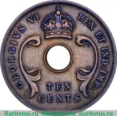 10 центов (cents) 1937 года  без букв Британская Восточная Африка
